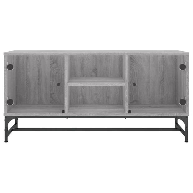 vidaXL Tv-meubel met glazen deuren 102x37x50 cm grijs sonoma eiken