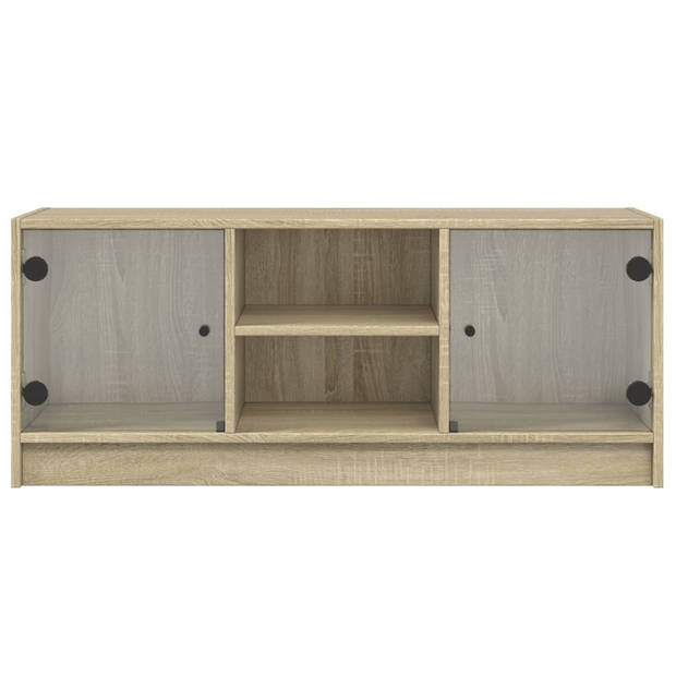 vidaXL Tv-meubel met glazen deuren 102x37x42 cm sonoma eikenkleurig