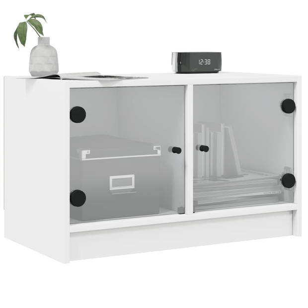 vidaXL Tv-meubel met glazen deuren 68x37x42 cm wit