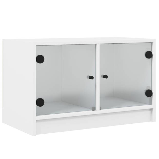 vidaXL Tv-meubel met glazen deuren 68x37x42 cm wit