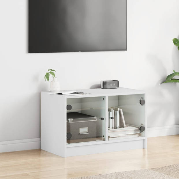 vidaXL Tv-meubel met glazen deuren 68x37x42 cm wit