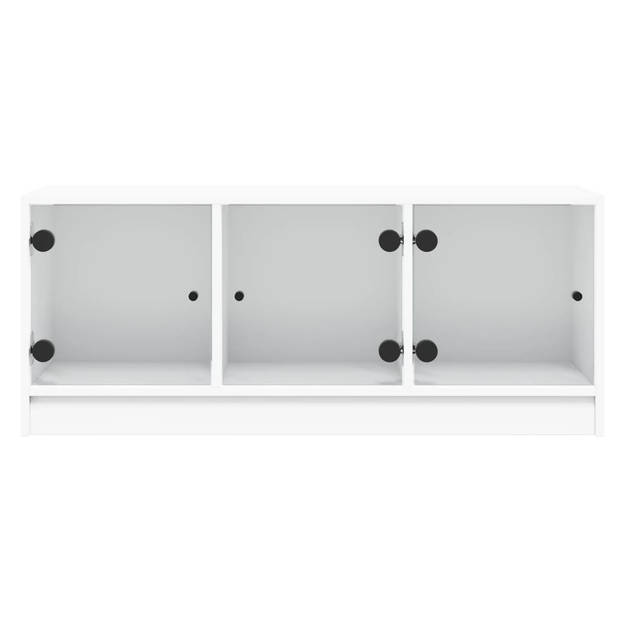 vidaXL Tv-meubel met glazen deuren 102x37x42 cm wit