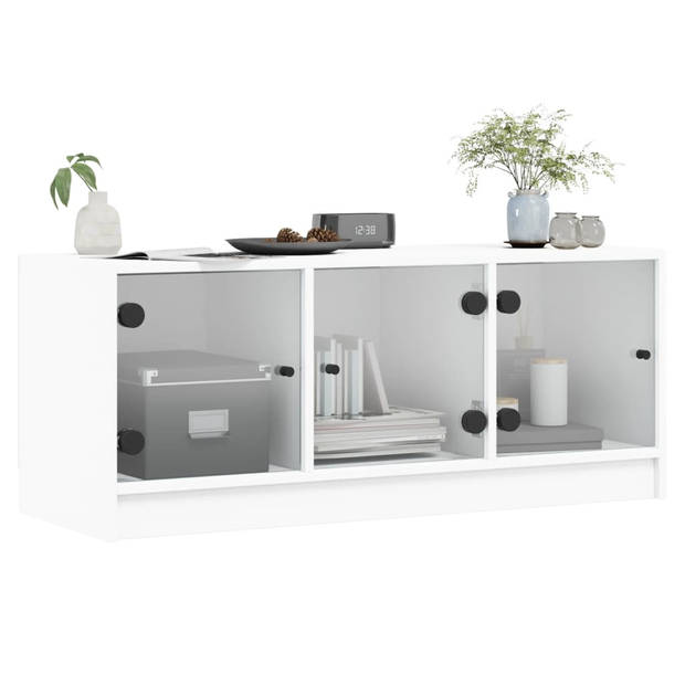 vidaXL Tv-meubel met glazen deuren 102x37x42 cm wit