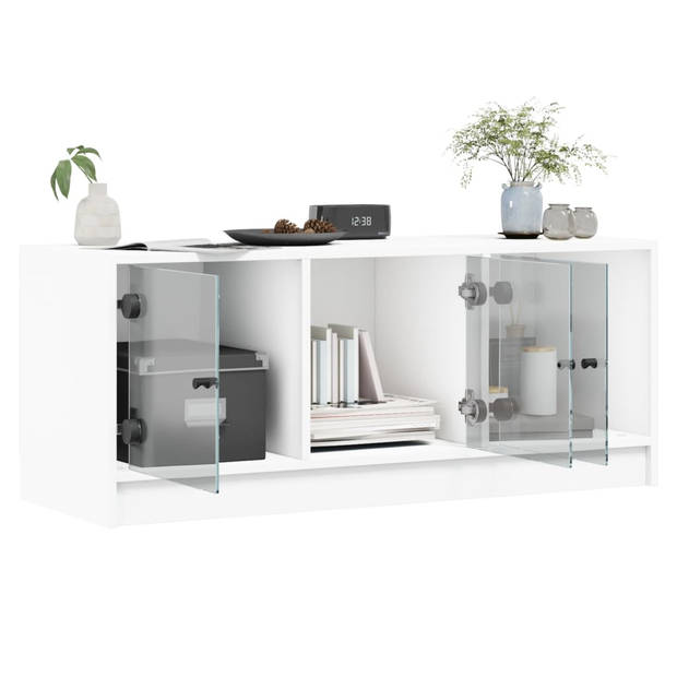 vidaXL Tv-meubel met glazen deuren 102x37x42 cm wit