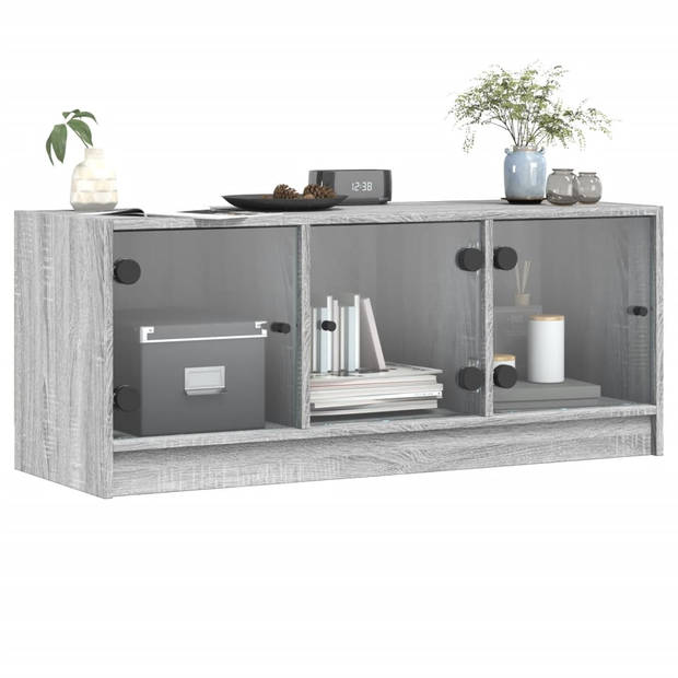 vidaXL Tv-meubel met glazen deuren 102x37x42 cm grijs sonoma eiken