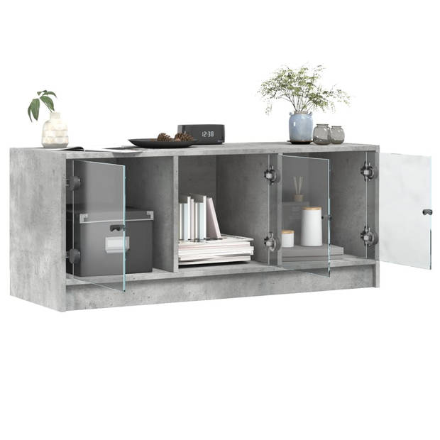 vidaXL Tv-meubel met glazen deuren 102x37x42 cm betongrijs