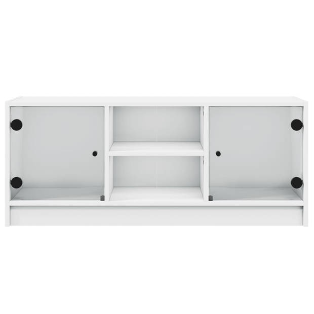 vidaXL Tv-meubel met glazen deuren 102x37x42 cm wit