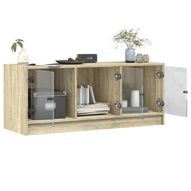 vidaXL Tv-meubel met glazen deuren 102x37x42 cm sonoma eikenkleurig