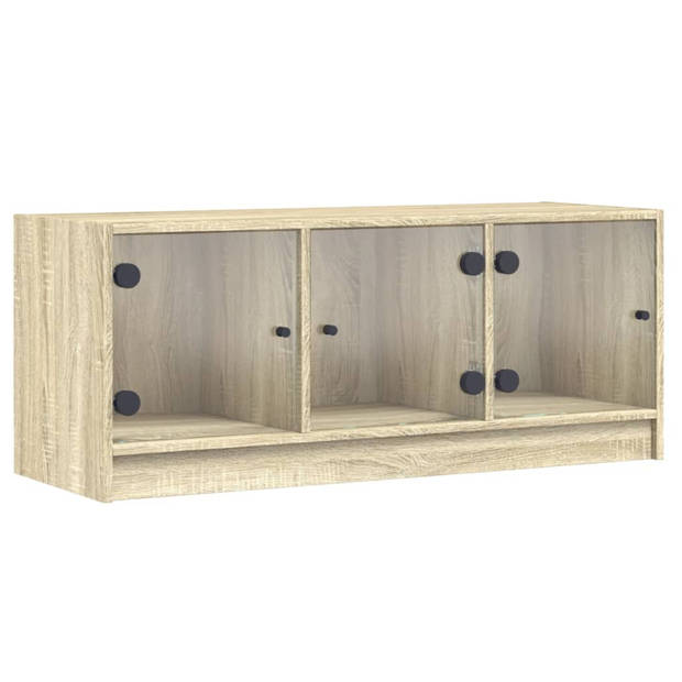 vidaXL Tv-meubel met glazen deuren 102x37x42 cm sonoma eikenkleurig