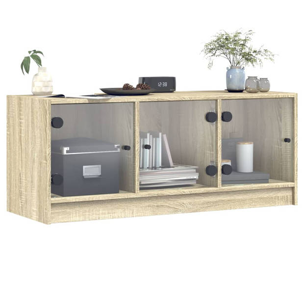 vidaXL Tv-meubel met glazen deuren 102x37x42 cm sonoma eikenkleurig