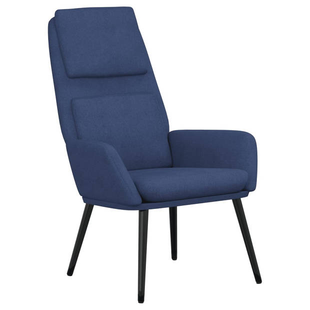 vidaXL Relaxstoel met voetenbank stof blauw