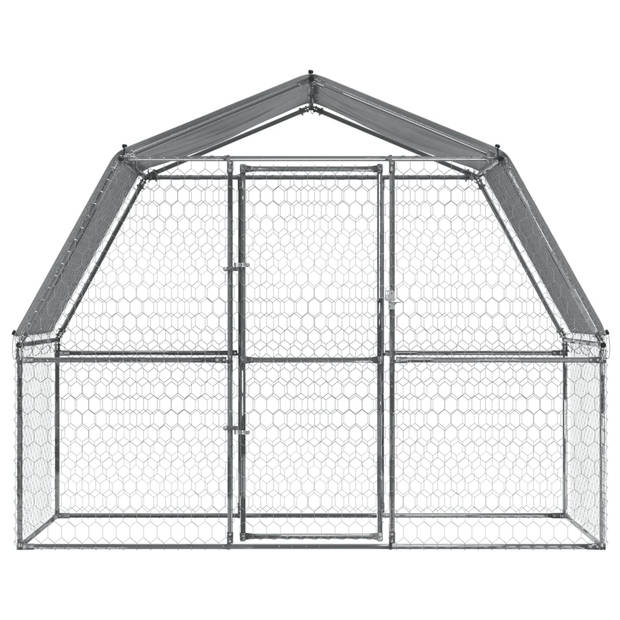 vidaXL Hondenkooien 2 st met dak en deur staal zilverkleurig