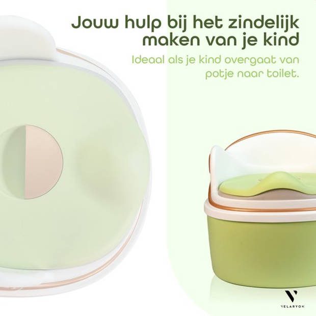 Velaryon Potje peuter - 2 kleuren - Groen - 3 in 1 - Potje met deksel - tot 21KG - WC verkleiner - Plaspotje