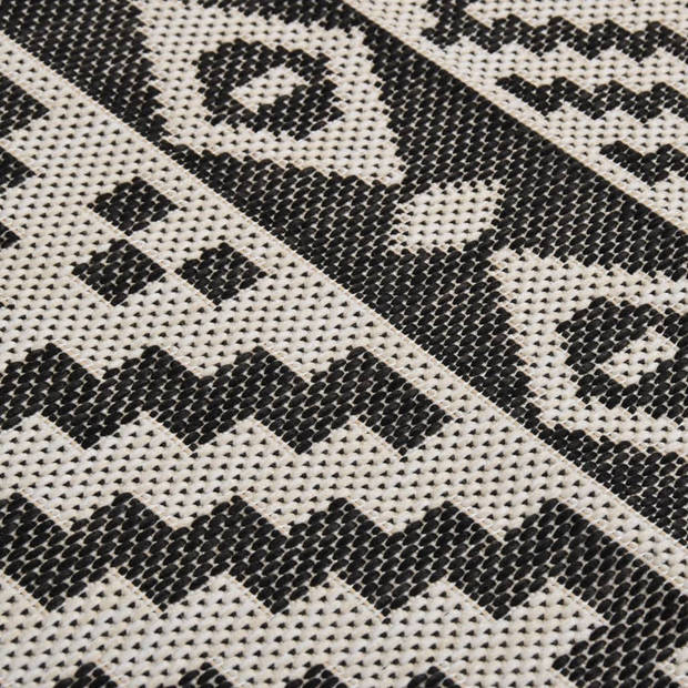 vidaXL Buitenkleed met patroon platgeweven 120x170 cm zwart