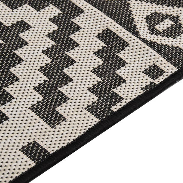 vidaXL Buitenkleed met patroon platgeweven 120x170 cm zwart
