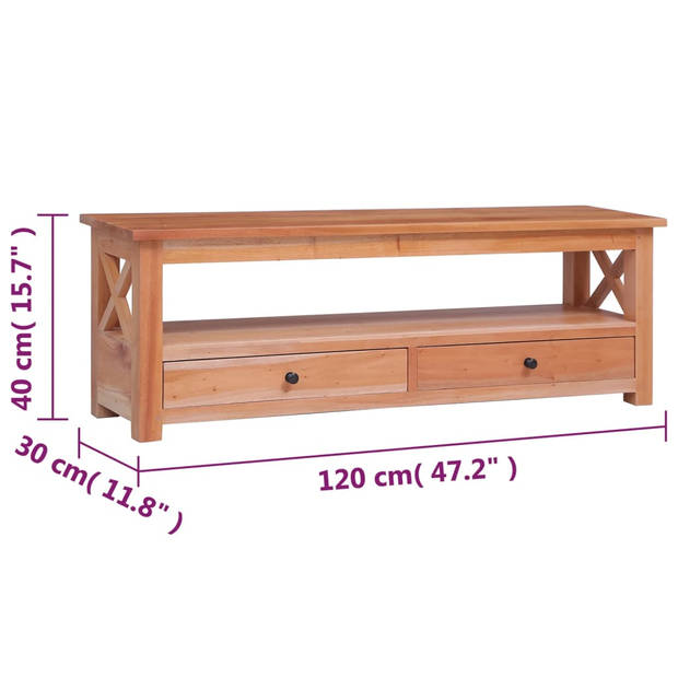 vidaXL Tv-meubel 120x30x40 cm massief mahoniehout