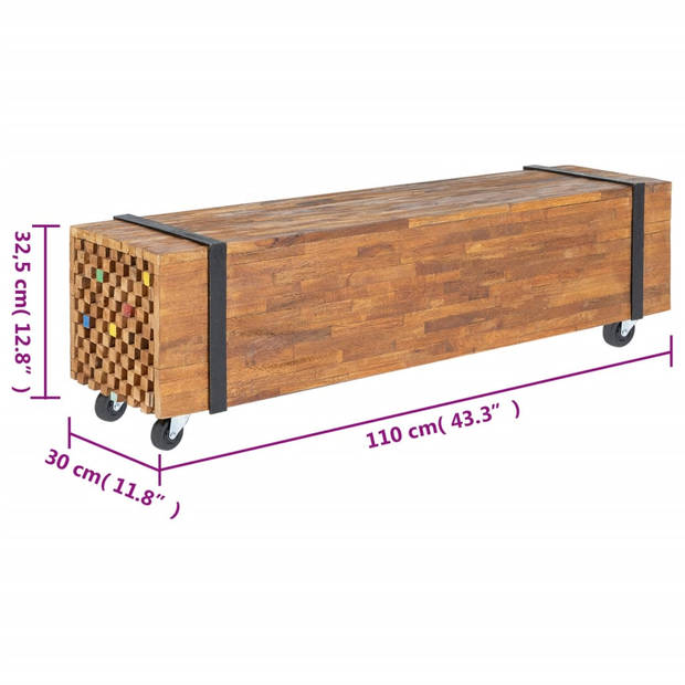 vidaXL Tv-meubel 110x30x32,5 cm massief teakhout