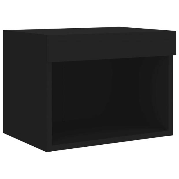 vidaXL 5-delige Tv-wandmeubelset met LED bewerkt hout zwart