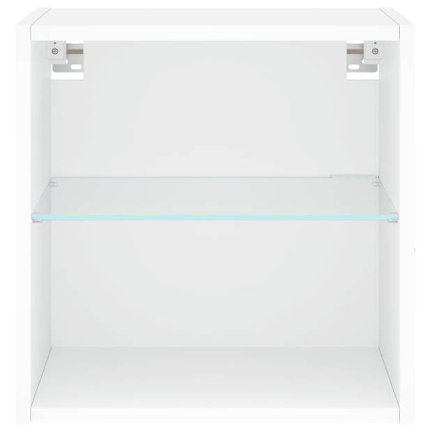 vidaXL Nachtkastje met LED's wandgemonteerd wit