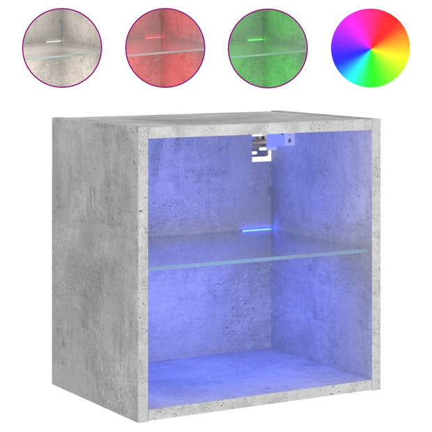 vidaXL Nachtkastjes met LED's 2 st wandgemonteerd betongrijs