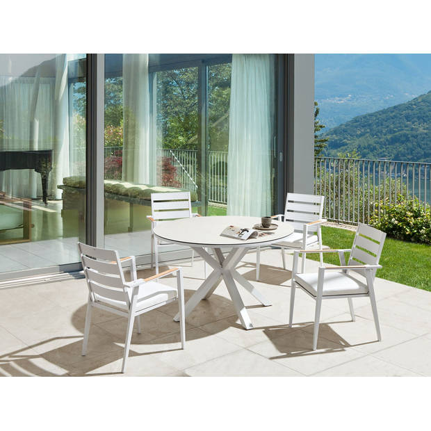 Beliani MALETTO - Ronde tafel-Wit-Aluminium