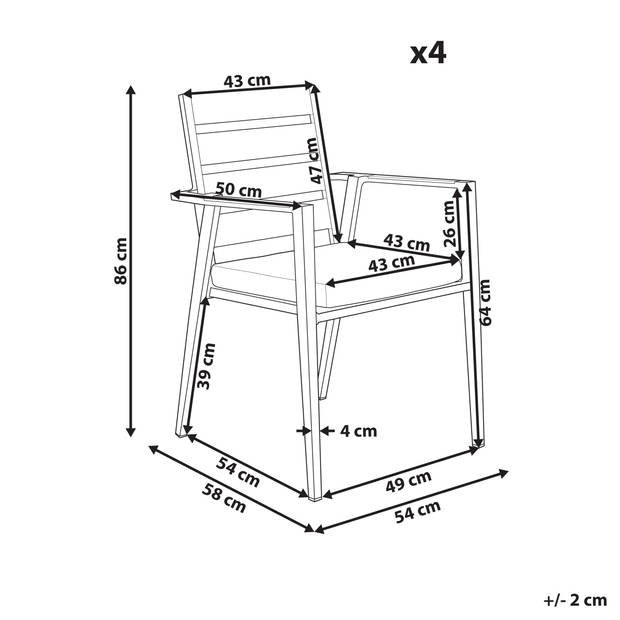 Beliani TAVIANO - Tuinstoel-Wit-Aluminium