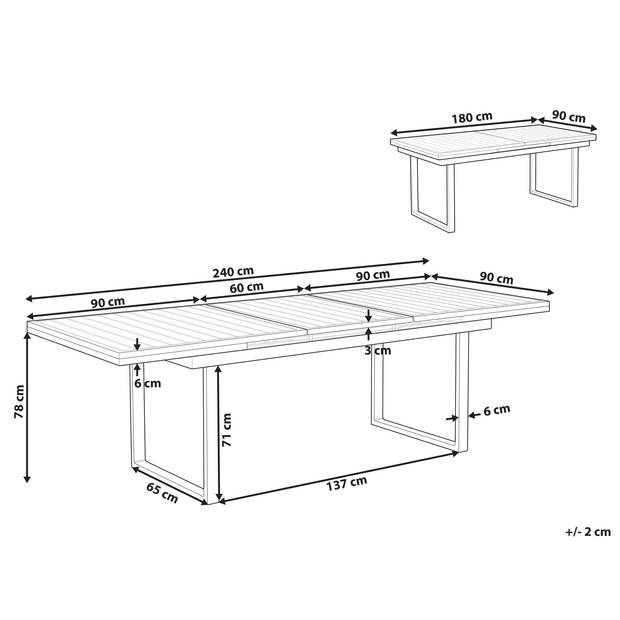 Beliani VALCANETTO - Verlengbare tafel-Wit-Aluminium