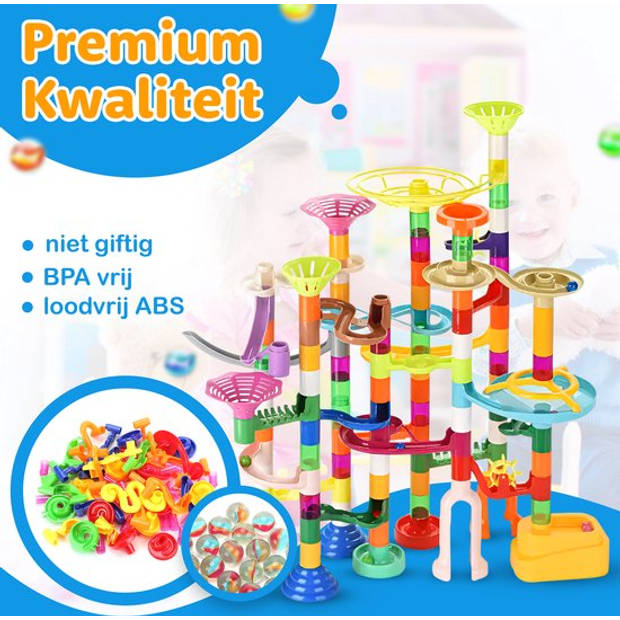 JUST23 Knikkerbaan Ultimate Set - Marble Run - 150 Onderdelen - Incl. Glow in the dark knikkers 30ST