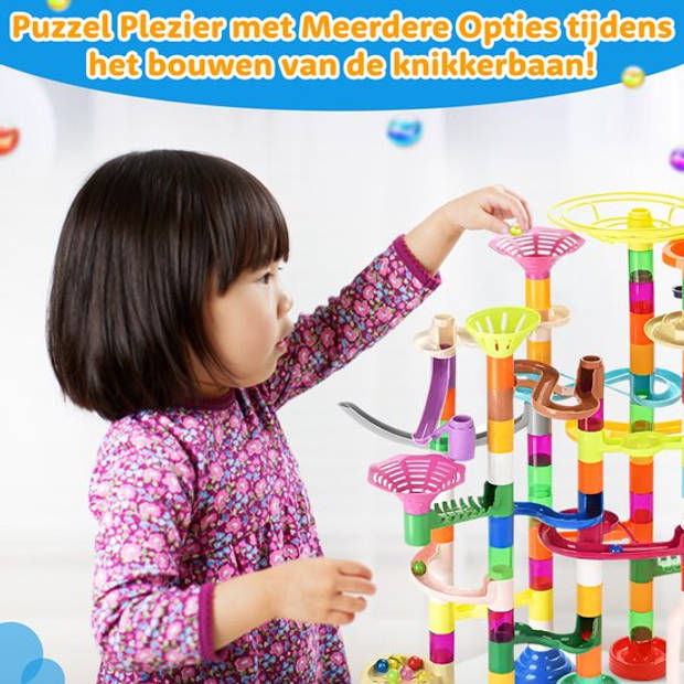 JUST23 Knikkerbaan Ultimate Set - Marble Run - 150 Onderdelen - Incl. Glow in the dark knikkers 30ST