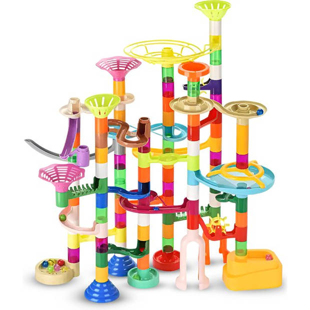 JUST23 Knikkerbaan Ultimate Set - Marble Run - 150 Onderdelen - Incl. Glow in the dark knikkers 30ST