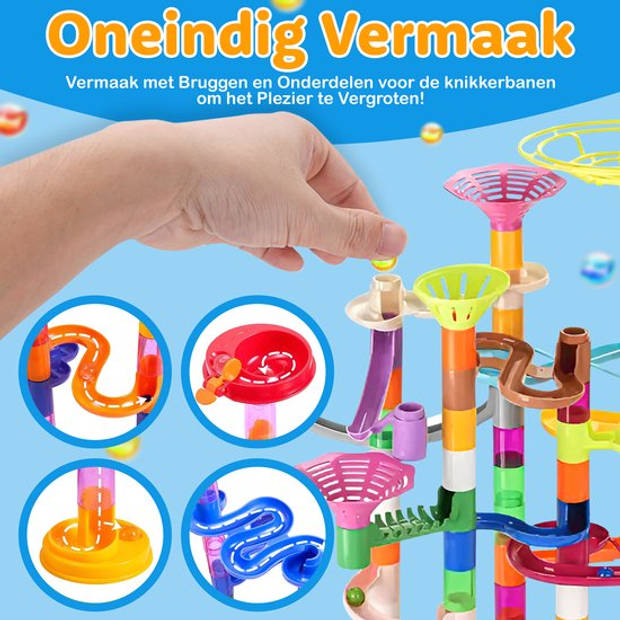 JUST23 Knikkerbaan Ultimate Set - Marble Run - 150 Onderdelen - Incl. Glow in the dark knikkers 30ST