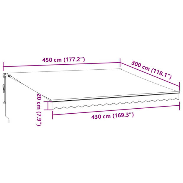 vidaXL Luifel automatisch uittrekbaar 450x300 cm antracietkleur en wit