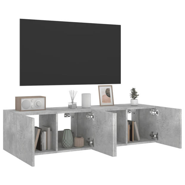 vidaXL Tv-wandmeubelen met LED-verlichting 2 st 60x35x31 cm betongrijs