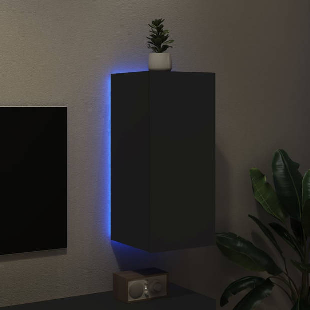 vidaXL Tv-wandmeubel met LED-verlichting 30,5x35x70 cm zwart
