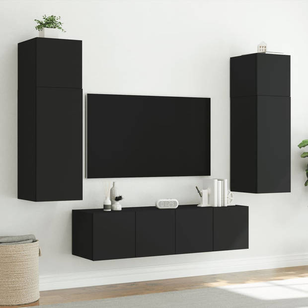 vidaXL Tv-meubels met LED-verlichting 2 st 80x35x31 cm zwart