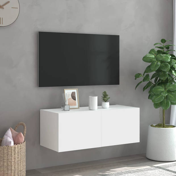 vidaXL Tv-wandmeubel met LED-verlichting 80x35x31 cm wit