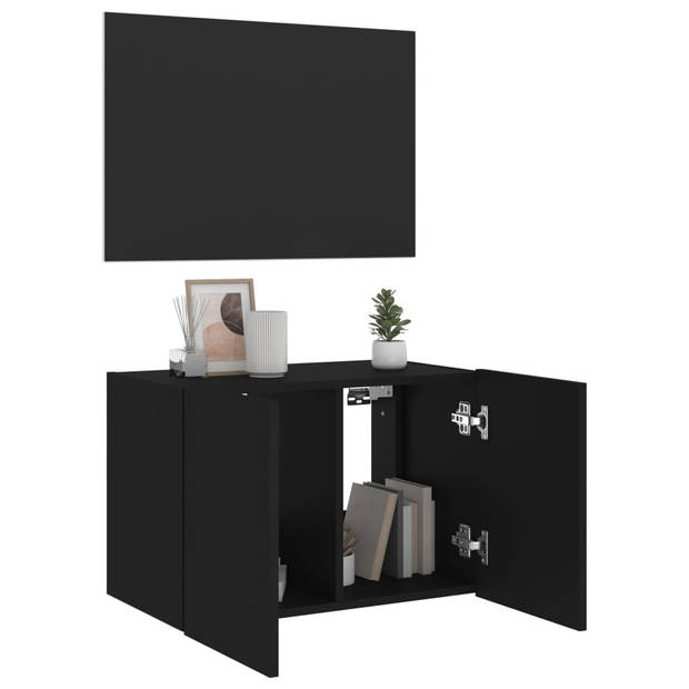 vidaXL Tv-wandmeubel met LED-verlichting 60x35x41 cm zwart