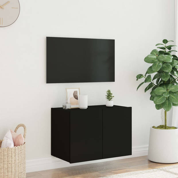 vidaXL Tv-wandmeubel met LED-verlichting 60x35x41 cm zwart