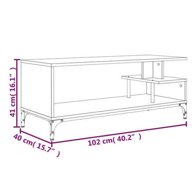 vidaXL Tv-meubel 102x40x41 cm hout en gepoedercoat staal bruineiken