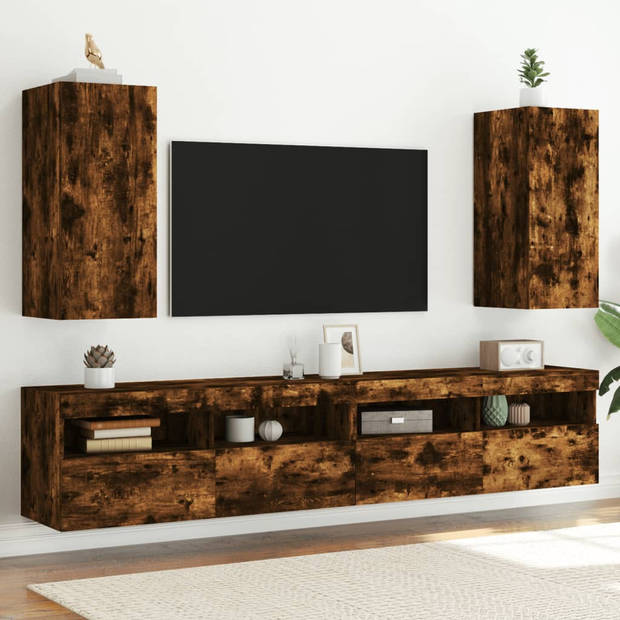 vidaXL Tv-wandmeubelen met LED 2 st 30,5x35x70 cm gerookt eikenkleurig