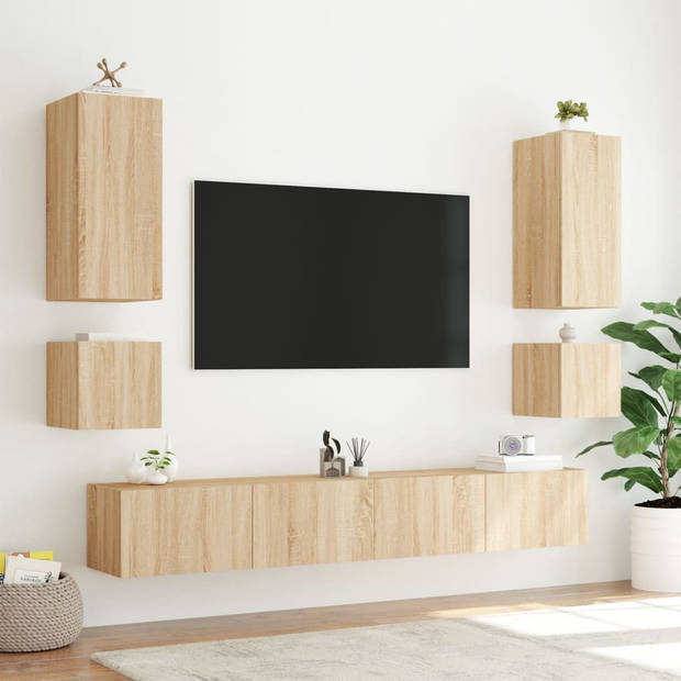 vidaXL Tv-wandmeubel met LED-verlichting 100x35x41 cm sonoma eiken