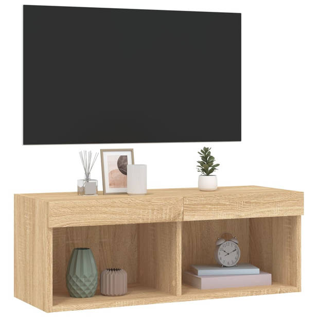 vidaXL Tv-meubel met LED-verlichting 80x30x30 cm sonoma eikenkleur