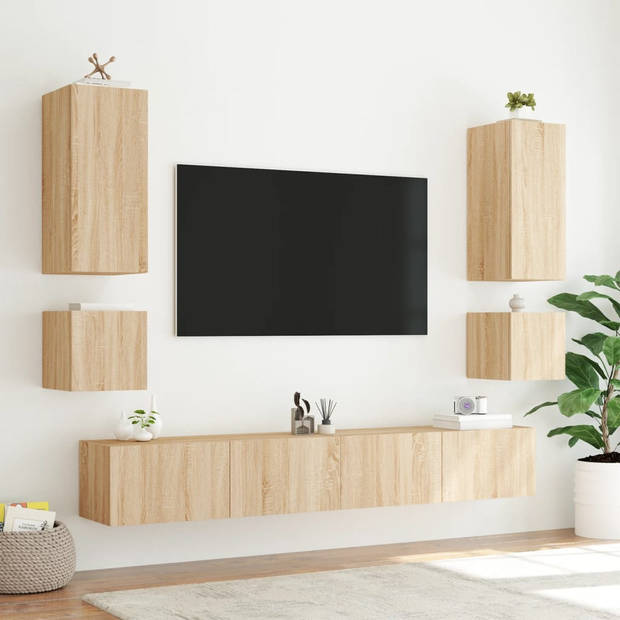 vidaXL Tv-wandmeubel met LED-verlichting 100x35x31 cm sonoma eiken