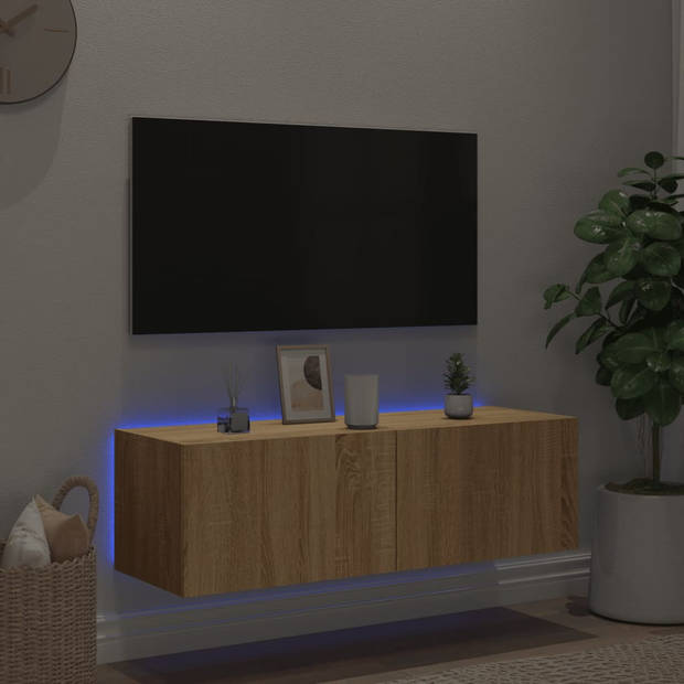 vidaXL Tv-wandmeubel met LED-verlichting 100x35x31 cm sonoma eiken