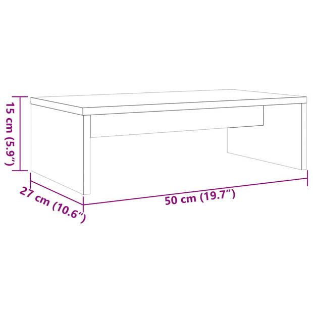 vidaXL Monitorstandaard 50x27x15 cm massief grenenhout wasbruin