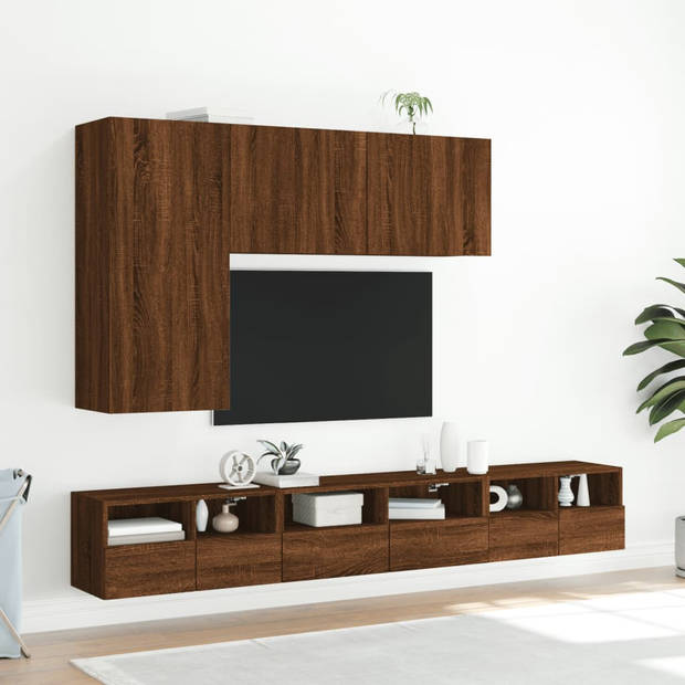 vidaXL Tv-wandmeubels 2 st 60x30x30 cm bewerkt hout bruin eikenkleur