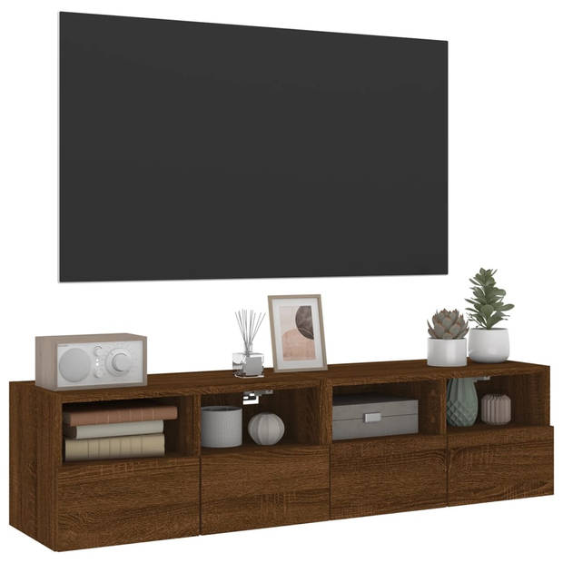 vidaXL Tv-wandmeubels 2 st 60x30x30 cm bewerkt hout bruin eikenkleur