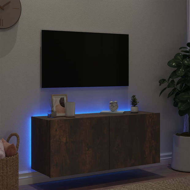 vidaXL Tv-wandmeubel met LED-verlichting 100x35x41 cm gerookt eiken
