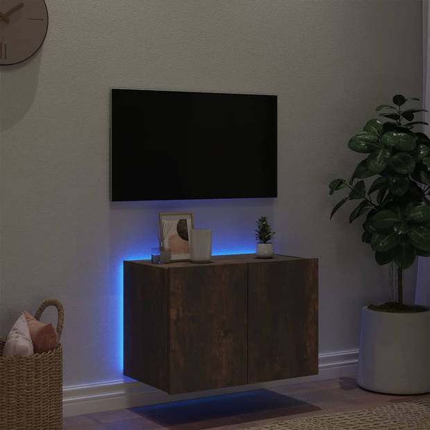 vidaXL Tv-wandmeubel met LED-verlichting 60x35x41 cm gerookt eiken