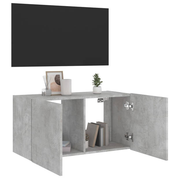 vidaXL Tv-wandmeubel met LED-verlichting 80x35x41 cm betongrijs